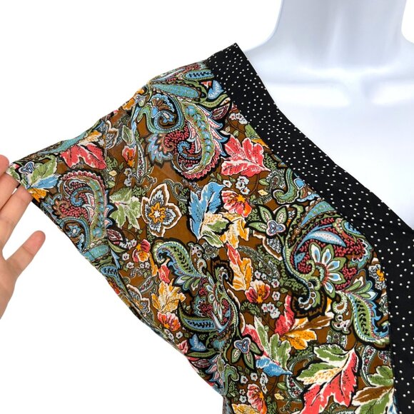 DR2 Paisley Floral Print Romper V-Neck Short Sleeve Black Multi-Color Size Large - Picture 3 of 12